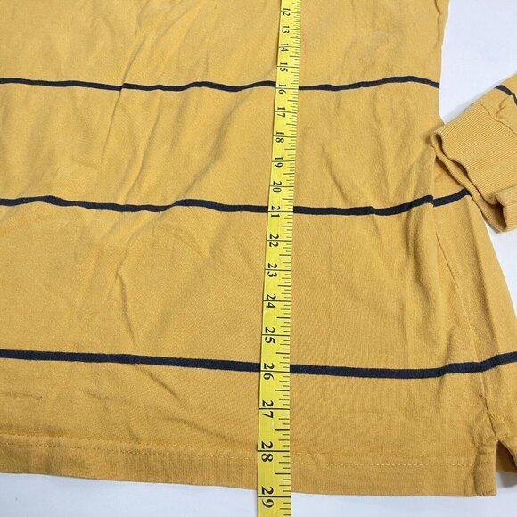 Chaps Size M Mens 1/4 Zip Pullover Long Sleeves Yellow Navy Striped Mock Neck - Picture 7 of 12